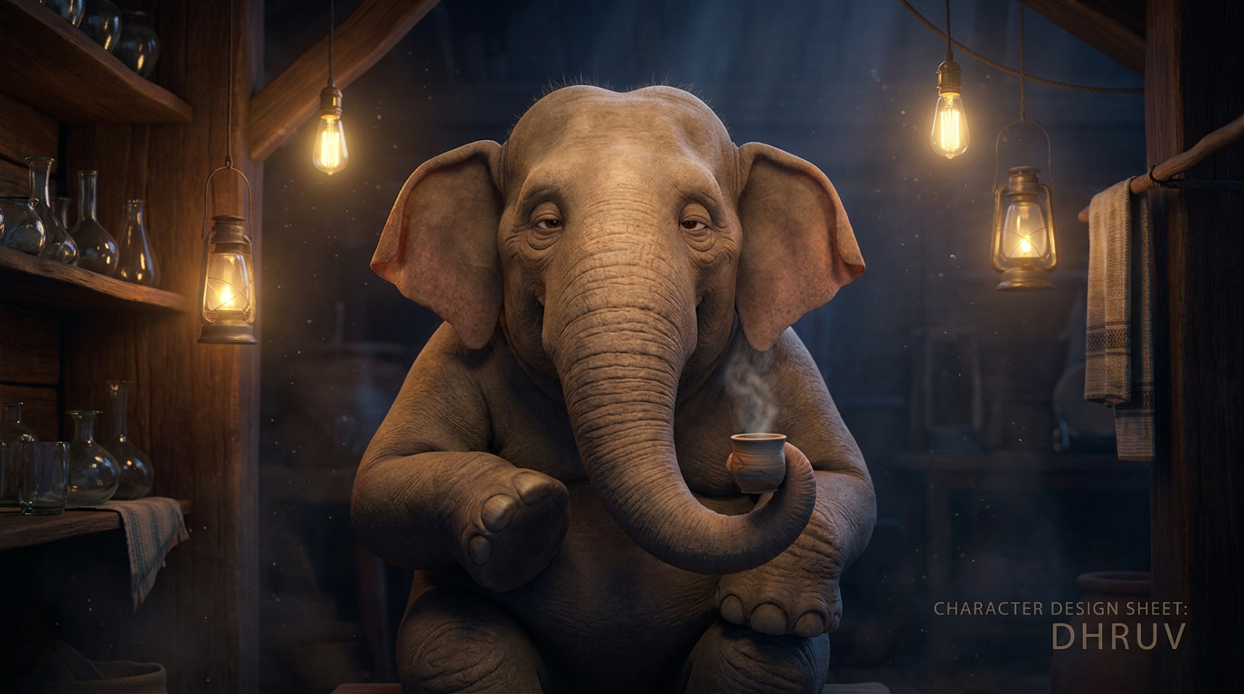 Dhruv, an original character designed and rendered by our engine